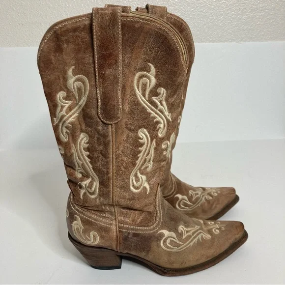 CORRAL Leather Embroider Cowgirl Western Boots sz 8.5 Coastal cowgirl - Picture 4 of 15